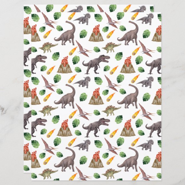 Lámina Dinosaur Scrapbook Paper (Anverso / Reverso)