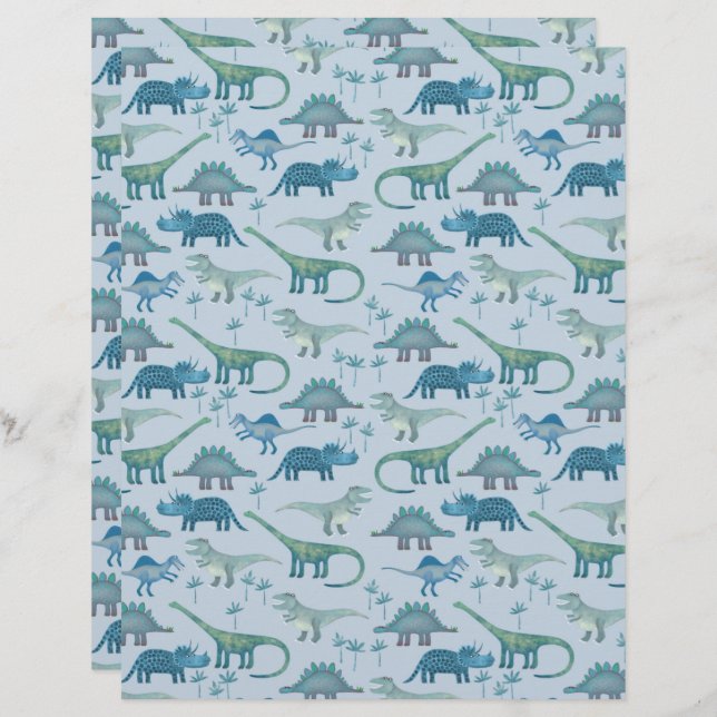 Lámina Dinosaurio azul lindo (Anverso / Reverso)