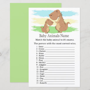 Lámina Dinosaurio, T-rex Baby Animals Nombre Juego