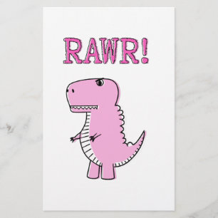 Lámina Dinosaurio T-Rex, Personalizado Rosa Cuto Y Enojad