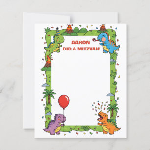 Lámina Dinosaurio Verde Nombre personalizado Mitzvah Nota