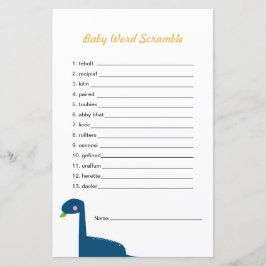 Lámina Dinosaurios Bebé ducha Juego de palabras Escramble