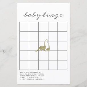 Lámina Dinosaurios Neutral Juego de Bingo Baby Shower