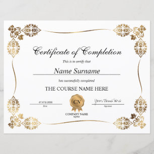 Lámina Diploma clásico de Certificado de Finalización