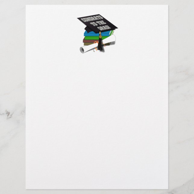 Lámina Diploma "CONGRATOS AL GRAD" de la pila de libros (Anverso)