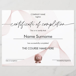 Lámina Diploma de Certificado de Participación de Finaliz