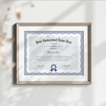 Diploma de escuela primaria Azul tradicional