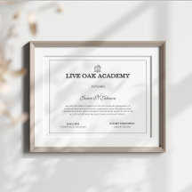 Diploma de escuela primaria blanco moderno