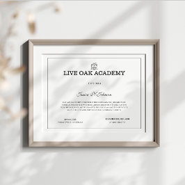 Lámina Diploma de escuela primaria blanco moderno