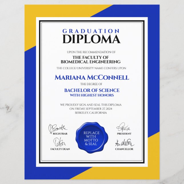 Lámina Diploma de la Escuela de Oro Azul (Anverso)