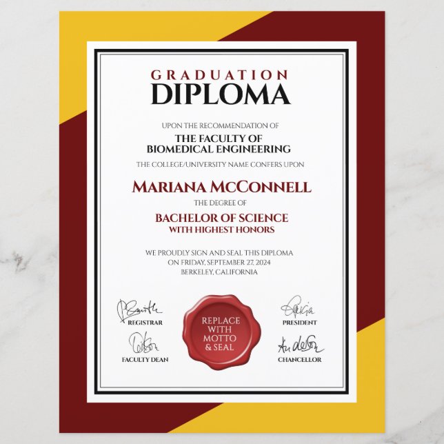 Lámina Diploma de la Escuela de Oro Rojo (Anverso)