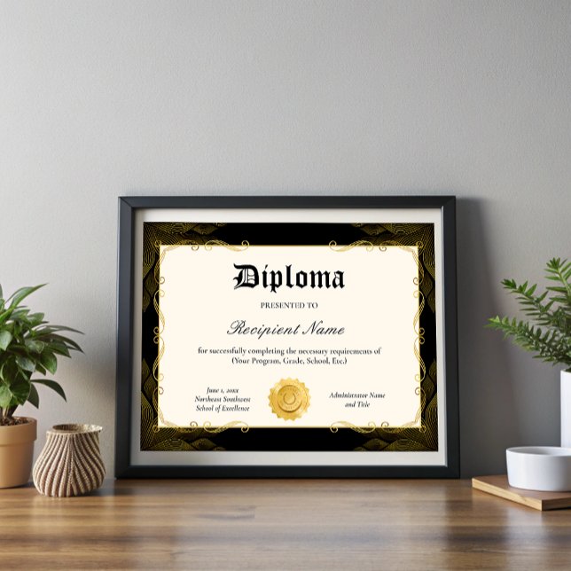 Lámina Diploma Editable Certificado de Graduación 11x8.5 (Editable Diploma Certificate of Graduation 11x8.5)