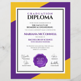 Lámina Diploma Universitario Purple Gold School