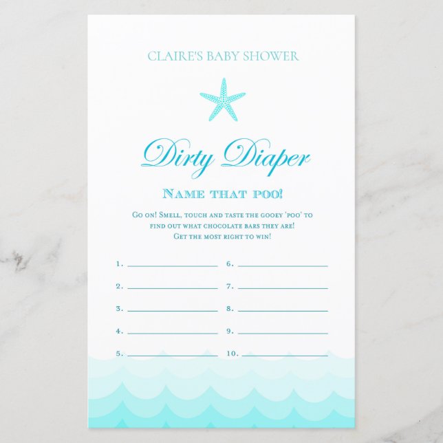 Lámina Dirty Diaper - Juego de Baby Shower (Anverso)