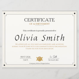 Lámina Diseño Clásico Elegante de Certificado de Logro