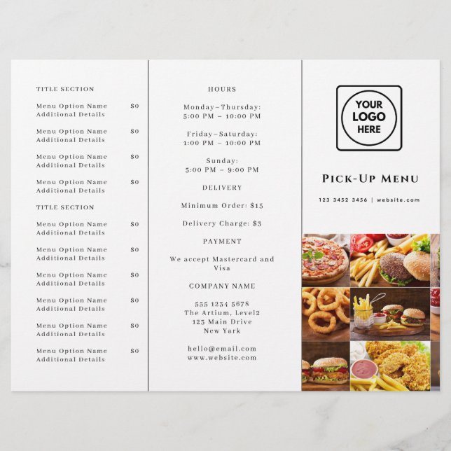 Lámina Diseño de comida para llevar de restaurante | Marc (Anverso)