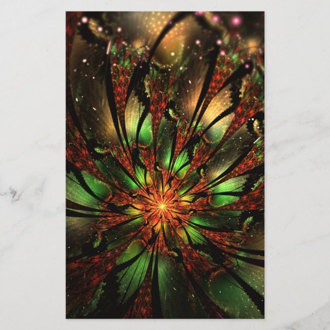Lámina Diseño de flor fractal abstracta.  (Anverso)