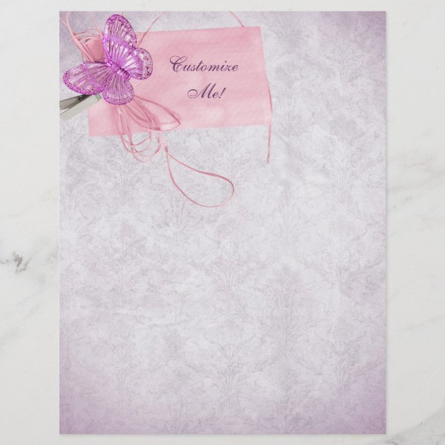 Lámina Diseño de mariposa rosa Bonito de personalizable (Anverso)