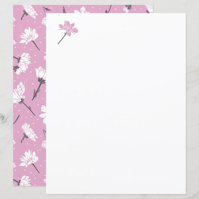 Lámina Diseño de patrones florales rosados - Arte elegant (Anverso / Reverso)