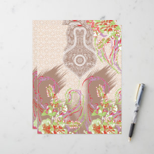 Lámina diseño de un jarrón rojo con flores en él