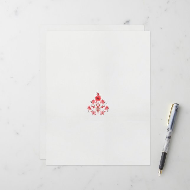 Lámina diseño de una flor roja sobre un fondo blanco (Anverso/Reverso In Situ)