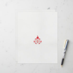Lámina diseño de una flor roja sobre un fondo blanco