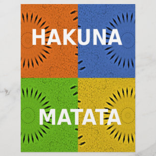 Lámina Diseño de vectores Hakuna Matata Verde Rojo Dorado