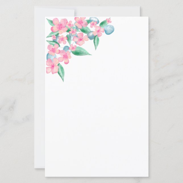 Lámina Diseño floral de acuarela rosa (Anverso)