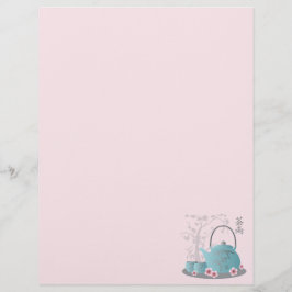 Lámina Diseño gráfico del juego de té azul asiático de fl