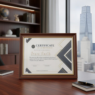 Lámina Diseño moderno de certificado de logro en gris dor