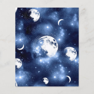 Lámina Diseño moderno de galaxia cielo azul lunas y estre