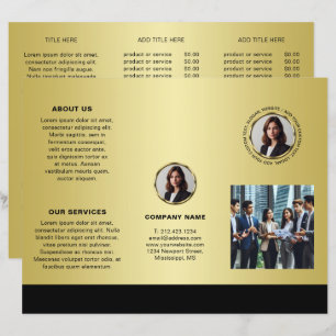 Lámina Diseño negro y dorado, folletos de logo o foto,