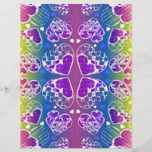 Lámina Diversión Purple, azul, amarillo Patrón de corazon