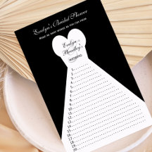 Divertido Bridal Shower Juegos de Word - Negro