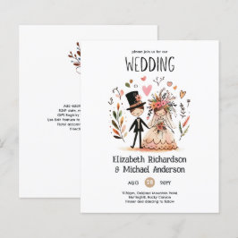 Lámina Divertido Personalizado Boda Bride Groom Handdraw