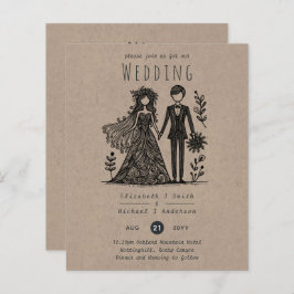 Lámina Divertido Personalizado Boda Bride Groom Handdraw