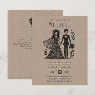 Lámina Divertido Personalizado Boda Bride Groom Handdraw