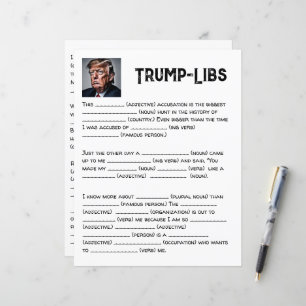 Lámina Divertido Trump-lib rellena en blanco