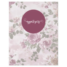 Divisor de carpeta de recetas vintage floral rosa