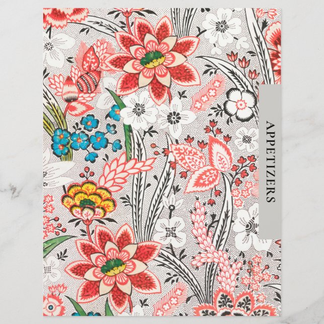 Lámina Divisor de recetas | Apetizador | Floral elegante (Anverso)