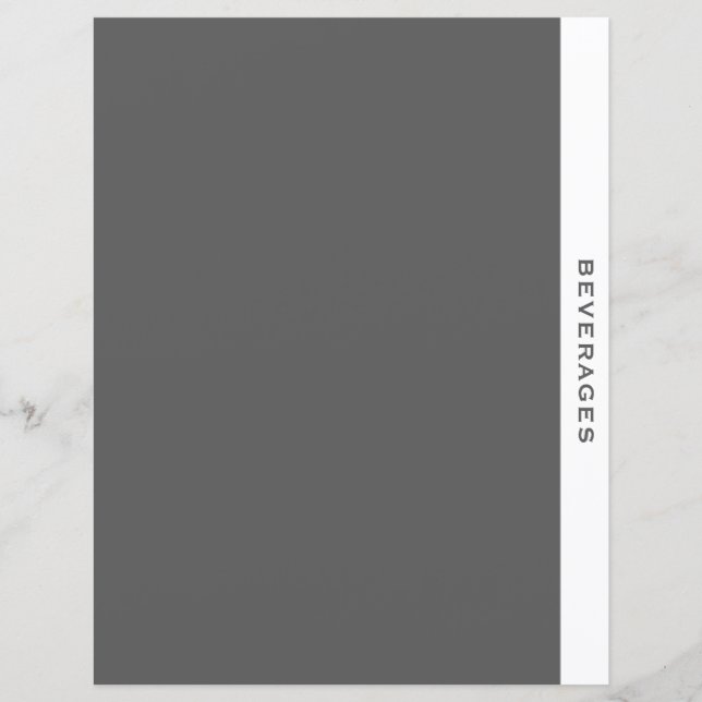 Lámina Divisor de recetas | Bebidas | Gris y blanco (Anverso)