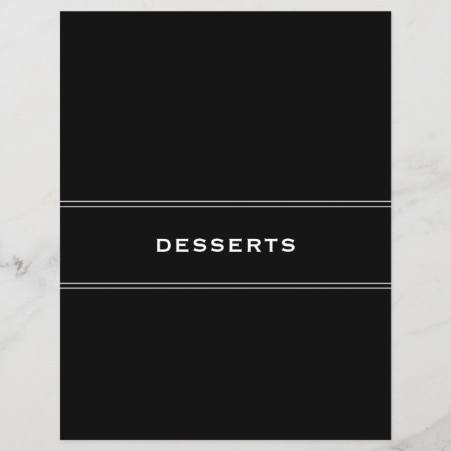 Lámina Divisor de recetas | Blanco y negro | Postres (Anverso)