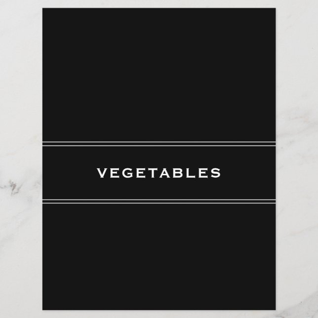 Lámina Divisor de recetas | Blanco y negro | Verduras (Anverso)