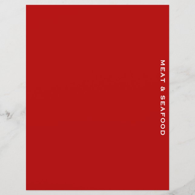 Lámina Divisor de recetas | Carne y marisco | Rojo simple (Anverso)