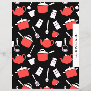 Lámina Divisor de recetas de bebidas   Utensilios negros 