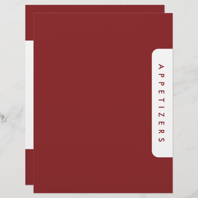 Lámina Divisor de recetas de gallo / Aperitivos / Persona (Anverso / Reverso)