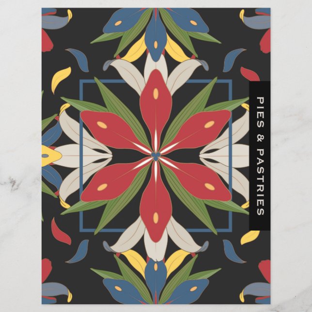 Lámina Divisor de recetas de mosaico de cocina | Pies y p (Anverso)