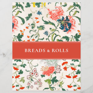 Lámina Divisor de recetas de pan y rollo Floral elegant