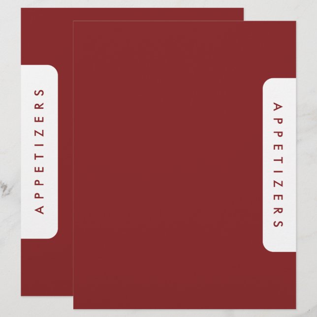 Lámina Divisor de recetas Houndstooth / Aperitivos / Text (Anverso / Reverso)