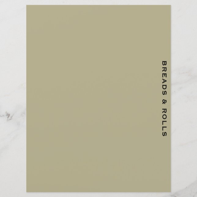 Lámina Divisor de recetas | Masaje y negro | Panes y roll (Anverso)